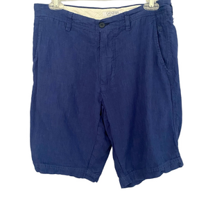 Ganesh Blue Linen Summer Shorts with Pockets | Size 32 -